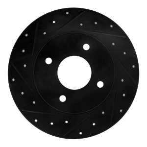 Nissan Sentra Brake Rotor (1) - Rear Left - R1 Concepts - Drilled & Slotted - Black - `04-`06